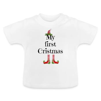 My first Christmas - Baby Bio-T-Shirt mit Rundhals - Weiß - Vorne