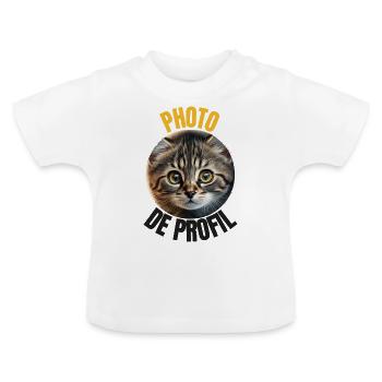 Chaton Photo de profil - T-shirt bio col rond Bébé - blanc - Devant
