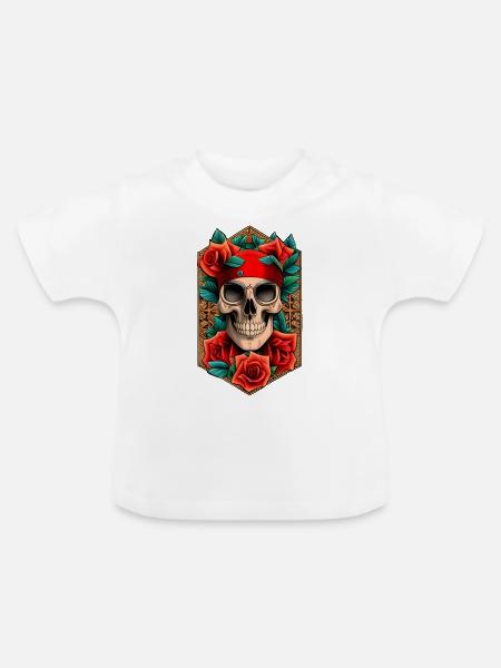Pirate Skull - Baby Bio-T-Shirt mit Rundhals - Weiß