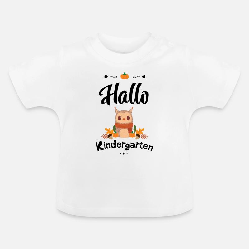 süßes Eulen Design mit Herbstmotiven - Baby Bio-T-Shirt mit Rundhals - Weiß