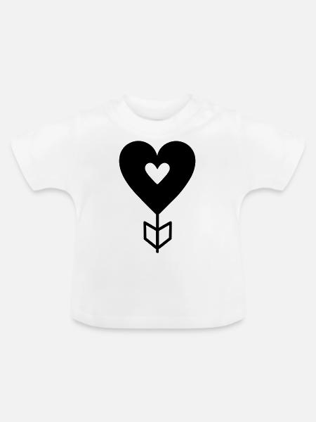 Herz-Pfeil - Baby Bio-T-Shirt mit Rundhals - Weiß