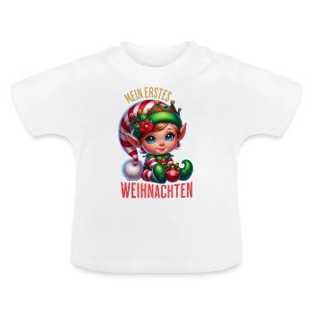 Mon premier lutin de Noël - T-shirt bio col rond Bébé - blanc - Devant