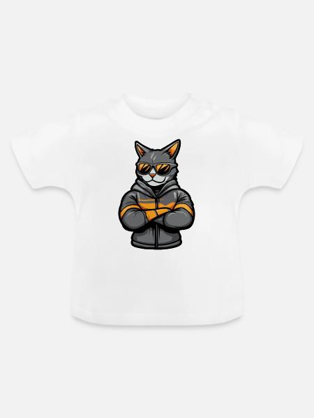 Katze Comic - Baby Bio-T-Shirt mit Rundhals - Weiß