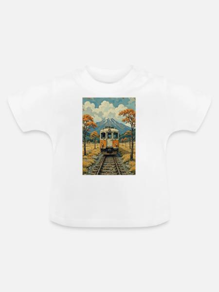 Retro Zug Bild - Baby Bio-T-Shirt mit Rundhals - Weiß