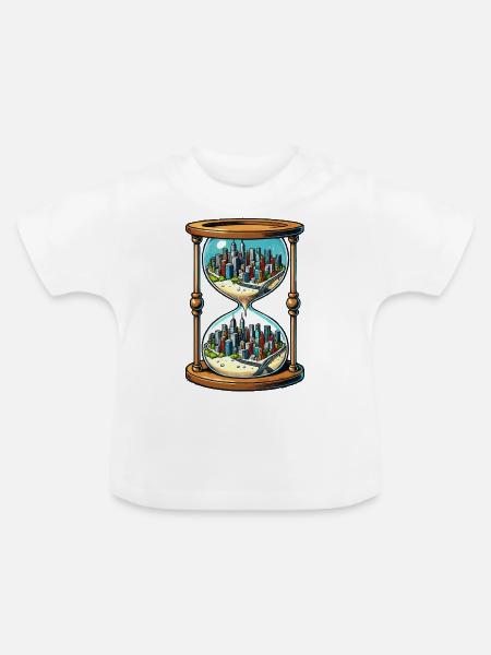 sanduhr stadt - Baby Bio-T-Shirt mit Rundhals - Weiß