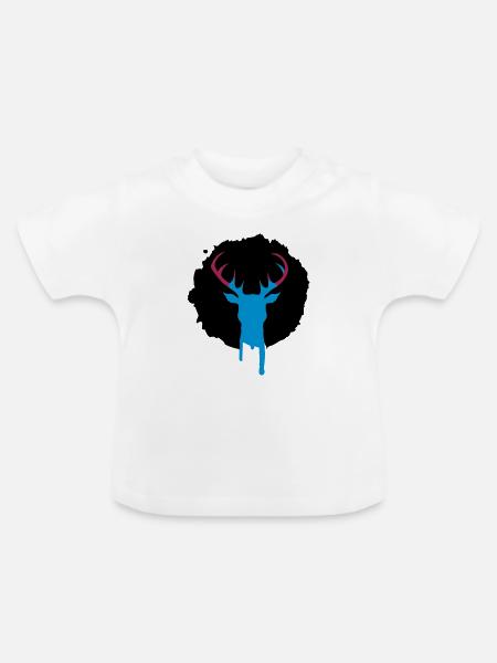 Hirsch Patch Graffiti - Baby Bio-T-Shirt mit Rundhals - Weiß