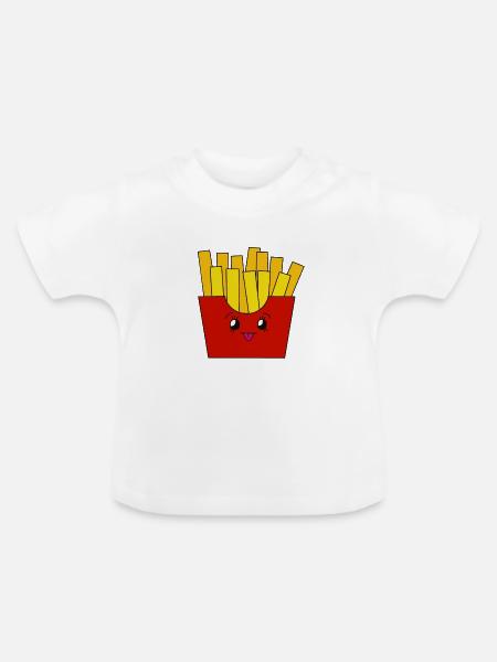 Pommes frites - Baby Bio-T-Shirt mit Rundhals - Weiß