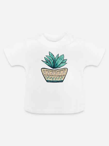 Sukkulenten Topf Muster - Baby Bio-T-Shirt mit Rundhals - Weiß