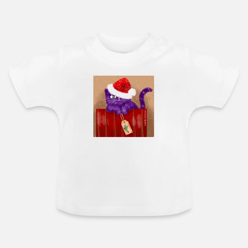 Chat de Noël - T-shirt bio col rond Bébé - blanc