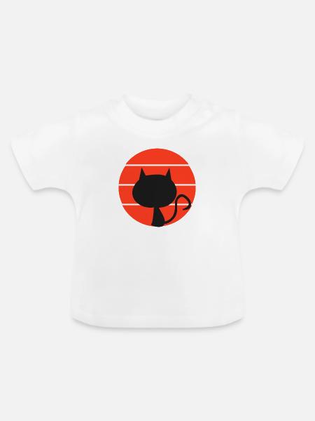 Teufelskatze im Retro-Stil - Baby Bio-T-Shirt mit Rundhals - Weiß