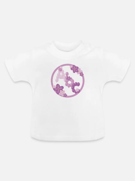 Luftiges Kinder Abc in rosa. - Baby Bio-T-Shirt mit Rundhals - Weiß