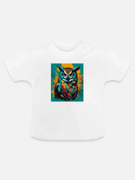 Eule - Baby Bio-T-Shirt mit Rundhals - Weiß