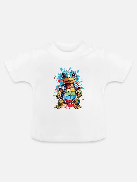 Schildkröte - Baby Bio-T-Shirt mit Rundhals - Weiß