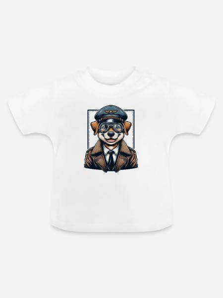 Cute Dog Pilot - Baby Bio-T-Shirt mit Rundhals - Weiß