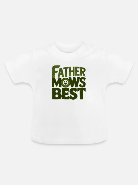 Father Mows Best - Baby Bio-T-Shirt mit Rundhals - Weiß