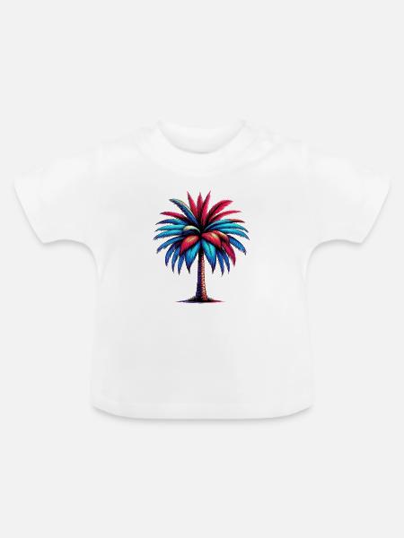 Palme - Baby Bio-T-Shirt mit Rundhals - Weiß