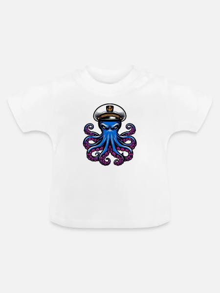 Krake - Baby Bio-T-Shirt mit Rundhals - Weiß