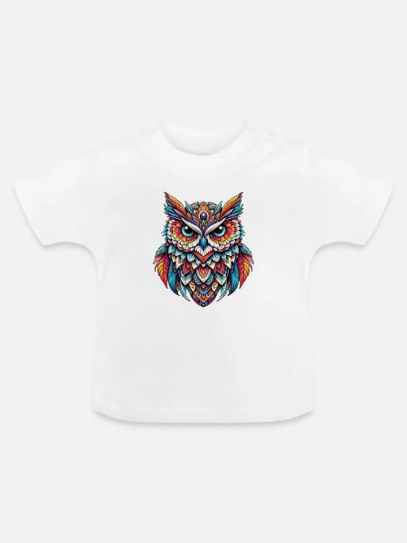 Eule - Baby Bio-T-Shirt mit Rundhals - Weiß