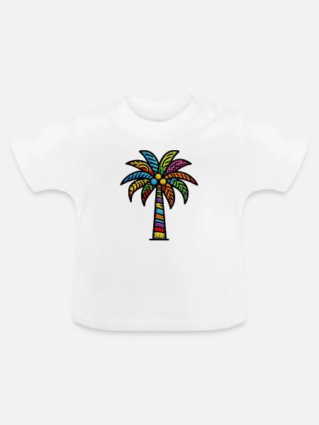 Palme - Baby Bio-T-Shirt mit Rundhals - Weiß