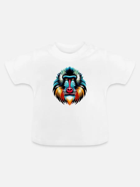 Mandrill-Affe - Baby Bio-T-Shirt mit Rundhals - Weiß