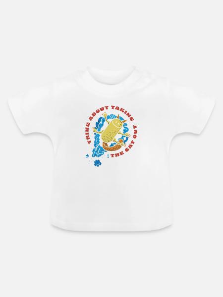Katze raus - Baby Bio-T-Shirt mit Rundhals - Weiß
