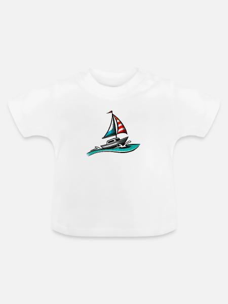 Boot Segeln - Baby Bio-T-Shirt mit Rundhals - Weiß