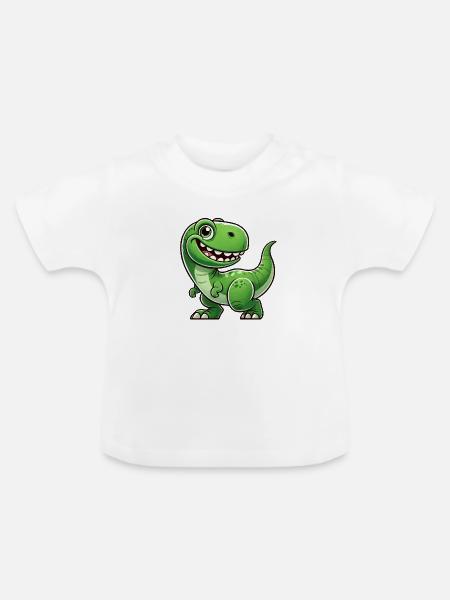 Dino Dinosaurier - Baby Bio-T-Shirt mit Rundhals - Weiß