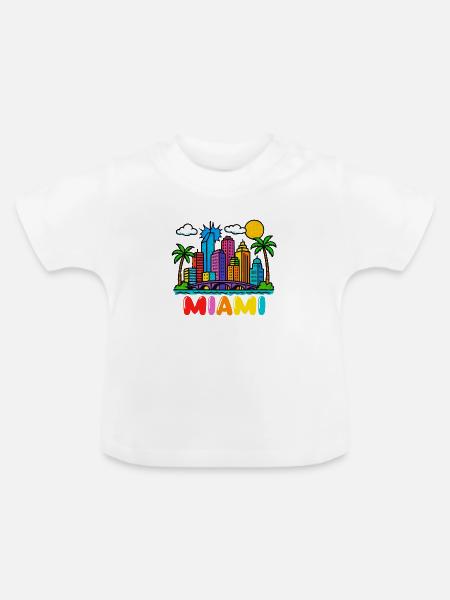 miami stadt - Baby Bio-T-Shirt mit Rundhals - Weiß