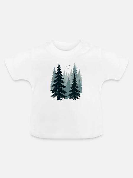 Neblige Kiefern - Baby Bio-T-Shirt mit Rundhals - Weiß