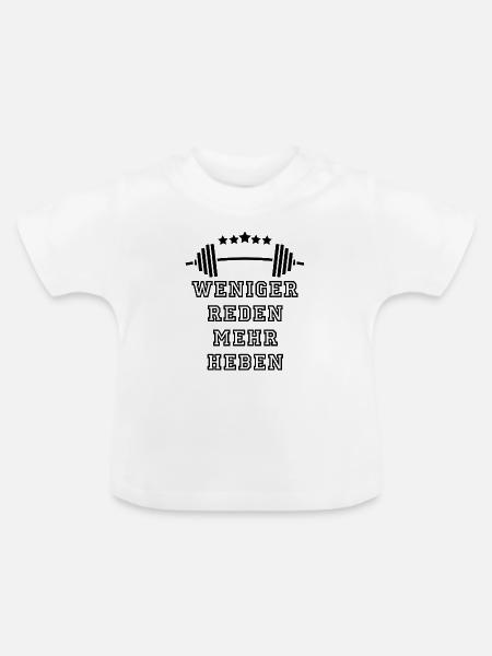 Weniger Reden GYM: Fokus & Power - Baby Bio-T-Shirt mit Rundhals - Weiß