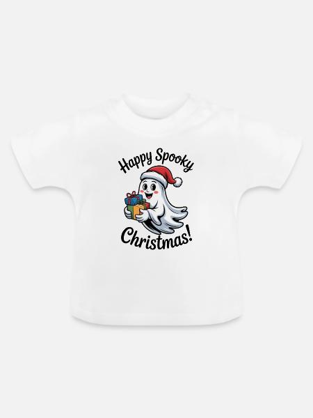 Weihnachtsgeist mit Geschenken - Baby Bio-T-Shirt mit Rundhals - Weiß