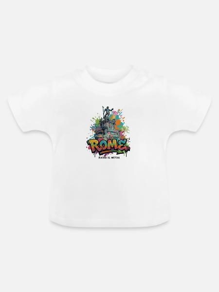 Römische Graffiti-Skulptur Splash - Baby Bio-T-Shirt mit Rundhals - Weiß