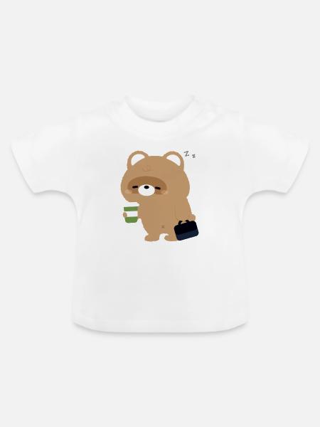 Sleepy Beaver und Kaffee - Baby Bio-T-Shirt mit Rundhals - Weiß