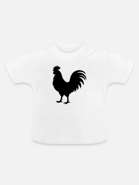 Hahn Silhouette - Baby Bio-T-Shirt mit Rundhals - Weiß