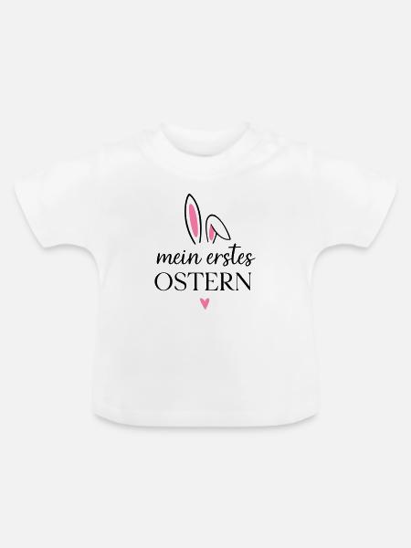 Mein erstes Ostern | Outfit erstes Osterfest Baby - Baby Bio-T-Shirt mit Rundhals - Weiß