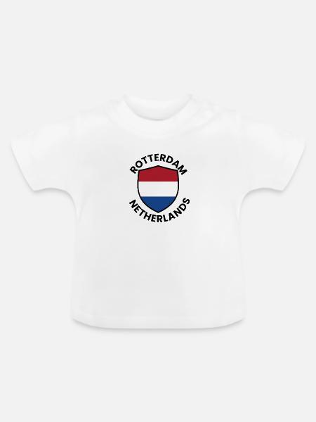 Rotterdam Shield-Flagge - Baby Bio-T-Shirt mit Rundhals - Weiß
