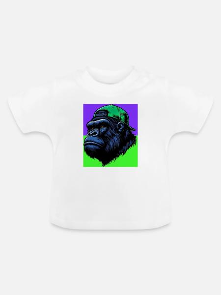 Gorilla - Baby Bio-T-Shirt mit Rundhals - Weiß