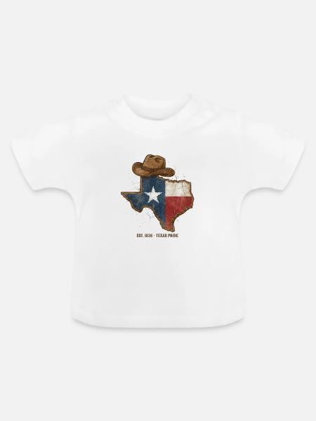 Texas Pride mit Cowboy-Hut - Baby Bio-T-Shirt mit Rundhals - Weiß