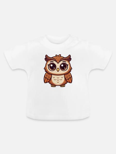 Verspielte Eule - Baby Bio-T-Shirt mit Rundhals - Weiß