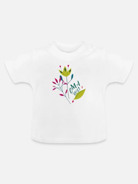 Oma 2027 Blumenherz - Baby Bio-T-Shirt mit Rundhals - Weiß