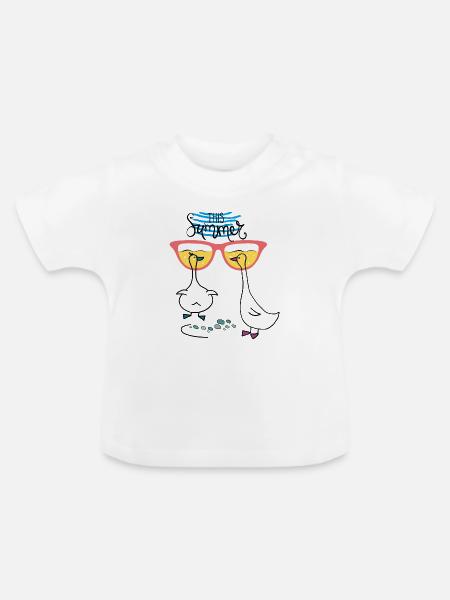 Gänse mit Sonnenbrille - Baby Bio-T-Shirt mit Rundhals - Weiß