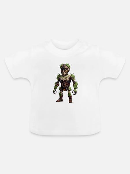 Botanische Golem-Flora-Rüstung - Baby Bio-T-Shirt mit Rundhals - Weiß
