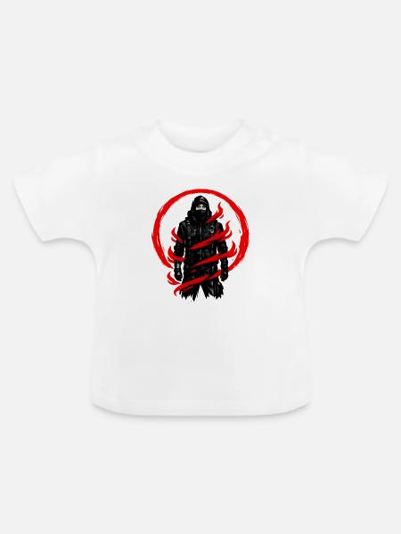 Schattenkrieger mit rotem Wirbel - Baby Bio-T-Shirt mit Rundhals - Weiß