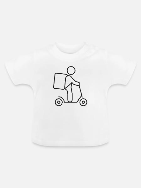 Kurierliefer-Scooter-Queue-Symbol - Baby Bio-T-Shirt mit Rundhals - Weiß