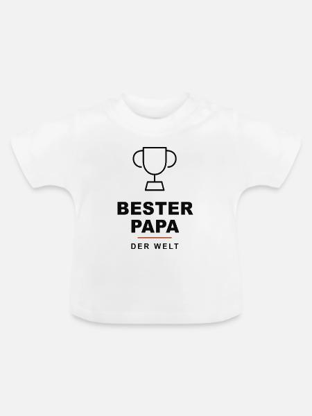 Bester Papa der Welt Trophäe - Baby Bio-T-Shirt mit Rundhals - Weiß