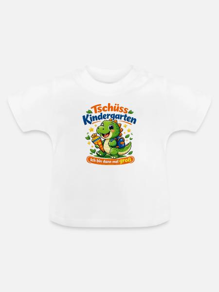 Dino-Abschied Kindergarten - Baby Bio-T-Shirt mit Rundhals - Weiß
