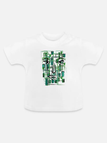 Abstraktes Gesicht Geometrisches Linien-Design - Baby Bio-T-Shirt mit Rundhals - Weiß