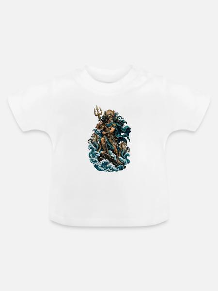 Meeresgott Poseidon - Baby Bio-T-Shirt mit Rundhals - Weiß