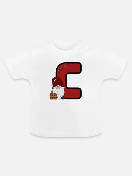 Weihnachts-C mit Santa und Geschenk - Baby Bio-T-Shirt mit Rundhals - Weiß