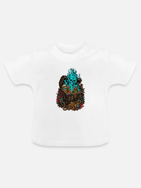 Blaues Flammen-Tresor - Baby Bio-T-Shirt mit Rundhals - Weiß
